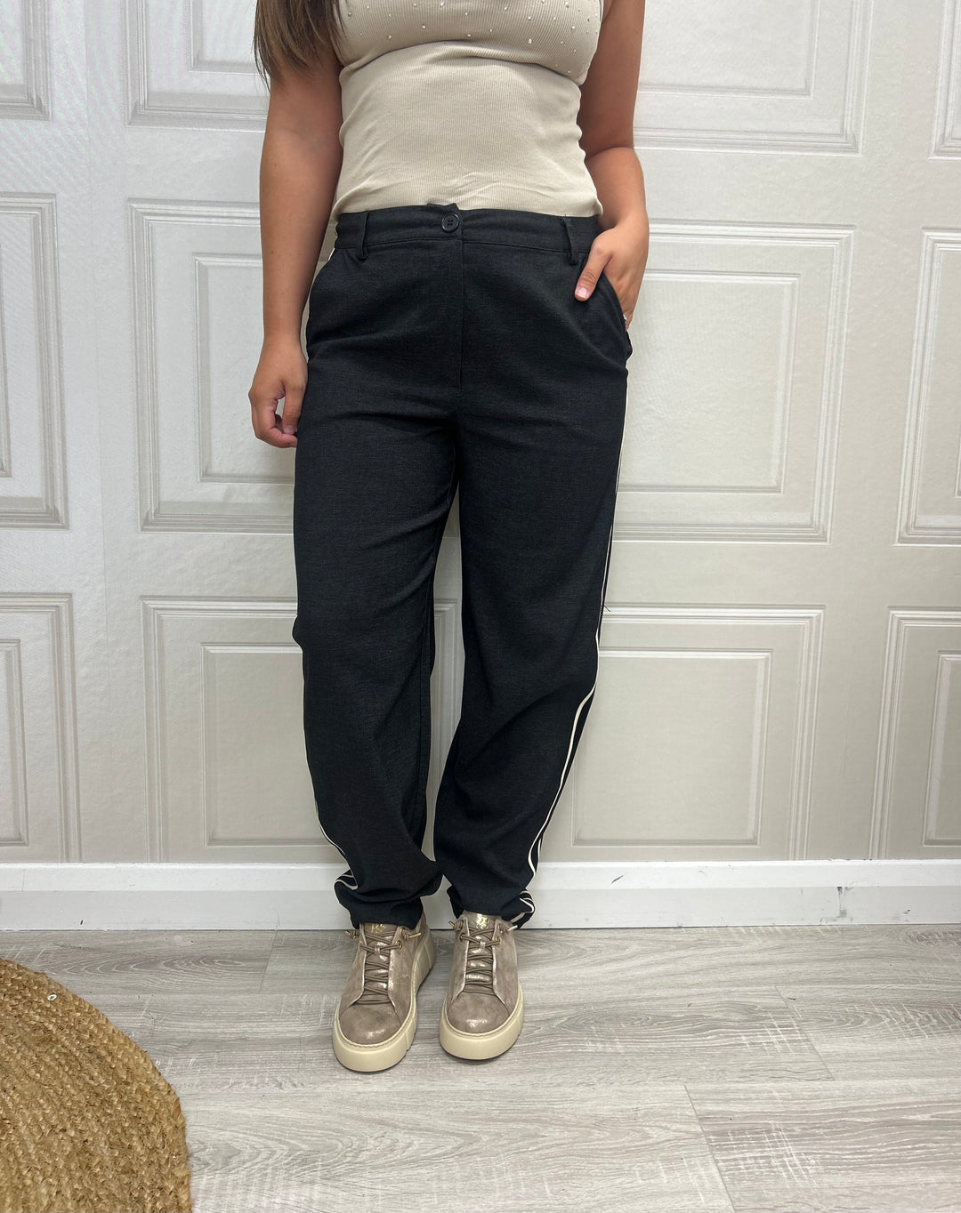 Costa Mani Madonna Black Stripe Pants