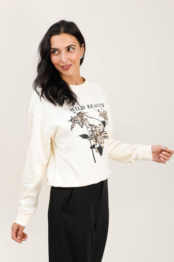 Wild Beauty Crew Neck Sweatshirt White