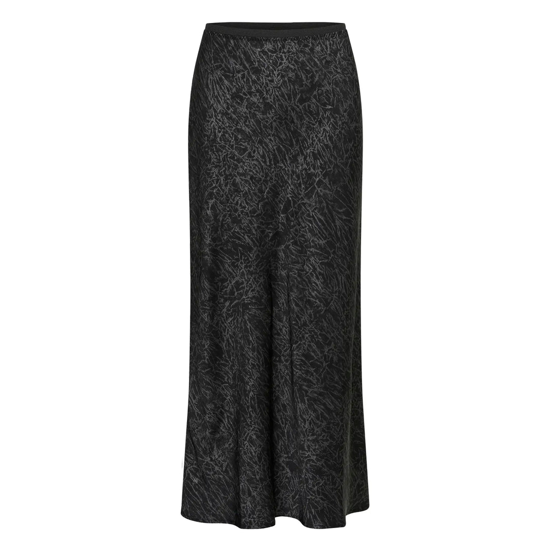 Kaffe Katara Skirt | Black Grey Crushed Print