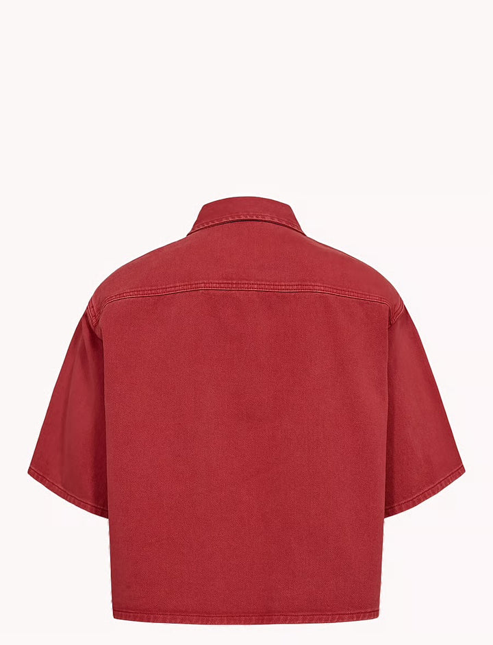Numph Nuhamilton Shirt | Washed Mulberry Red Denim
