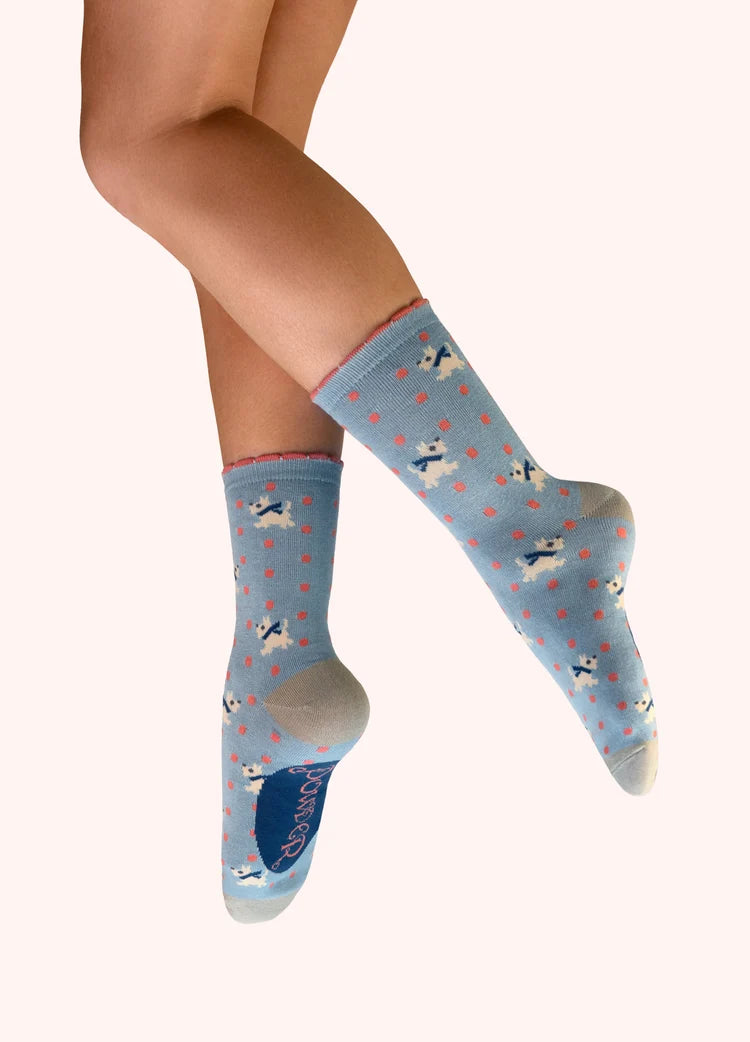 Powder Wooly Westie Ankle Socks | Ice