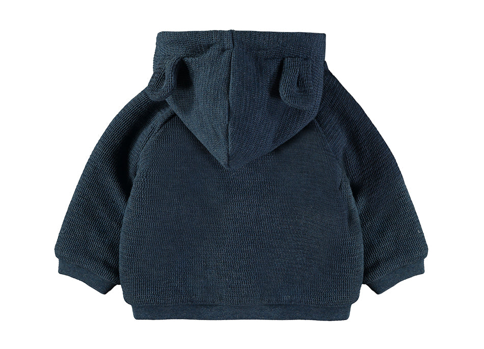 Babybol Hooded Knit Baby Jacket | Ocean Blue