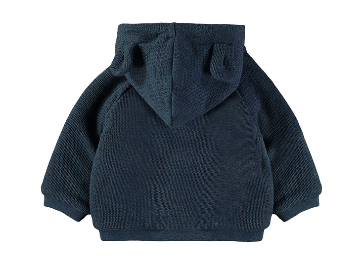 Babybol Hooded Knit Baby Jacket | Ocean Blue