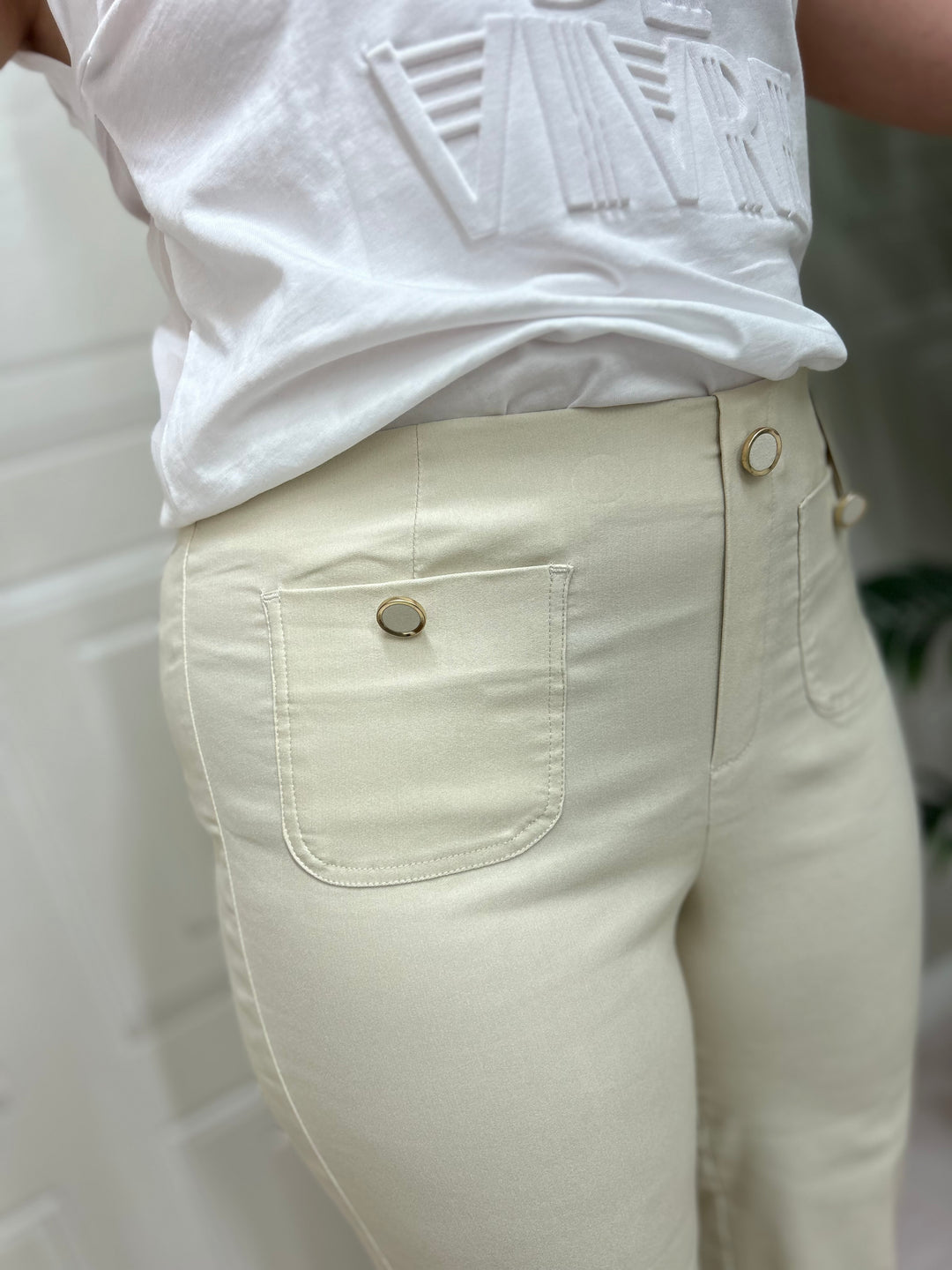 Pinns 638C ECRU Wide Leg Culotte