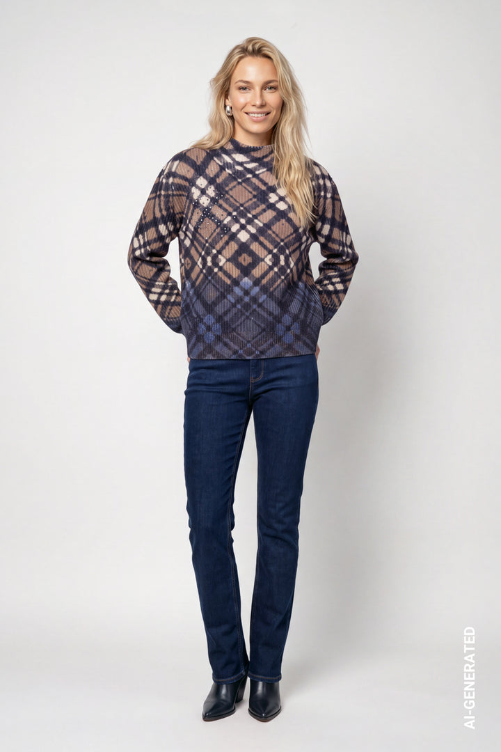 Monari Plaid Pattern And Dip Dye Knitted Jumper
