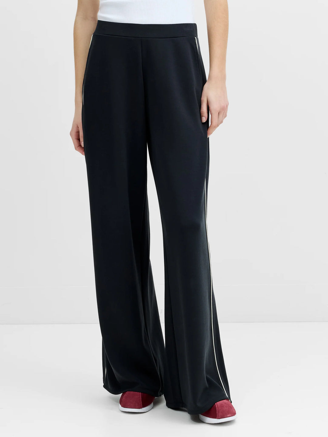 French Connection Wren Side Stripe Dark Grey Wide Leg Joggers