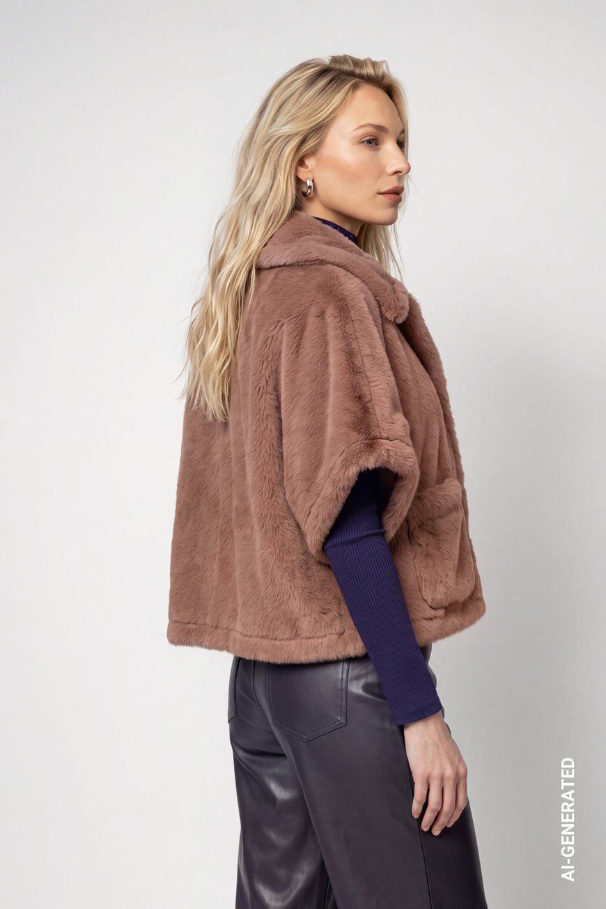 Monari Reversible Faux Fur Jacket | Tiramisu