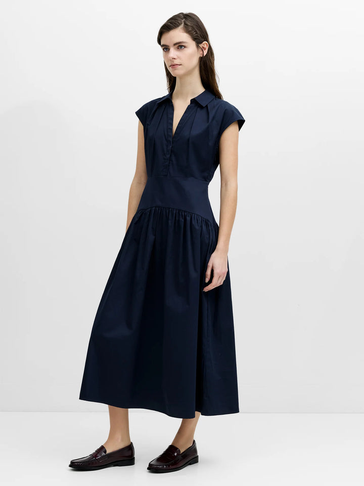 French Connection Alexis Poplin New Navy Midi Dress