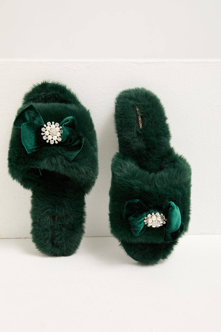 Anya Slippers in Green: Green / M = UK 4.5-5.5 / EU 38-39 / US 6.5-7.5