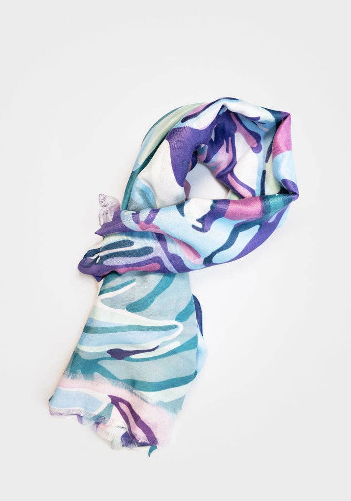 Floral Print Scarf | B02: Blueberry
