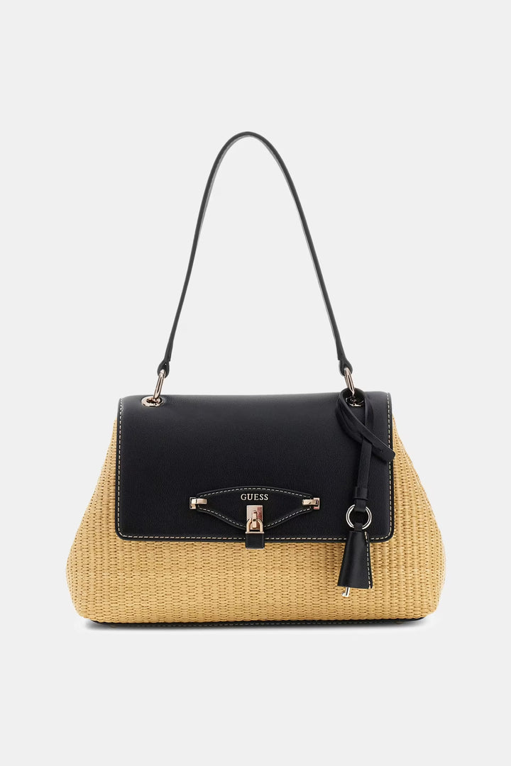 Guess Maggie Straw Natural/Black Handbag