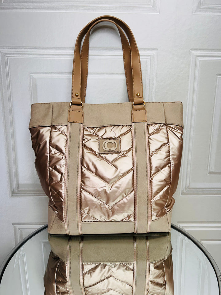 Carmela B.Nylon Beige Shopper Style Bag (186101)