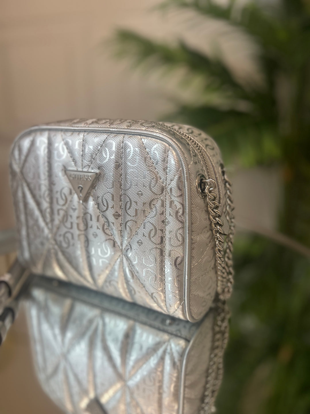 Guess Aldina Camera Crossybody Bag Silver