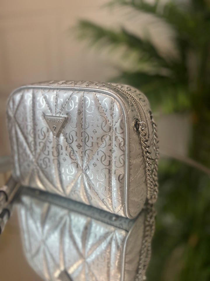 Guess Aldina Camera Crossybody Bag Silver