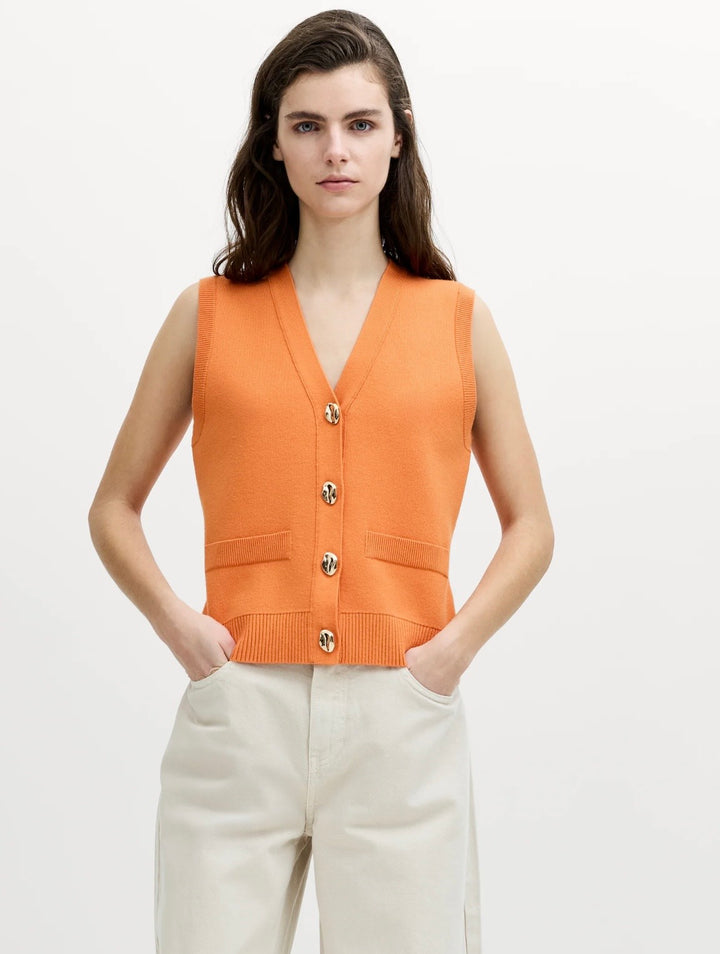 French Connection Missy Knit Orange Waistcoat