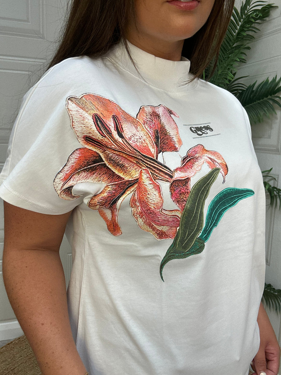 Guess White Floral Graphic T-Shirt