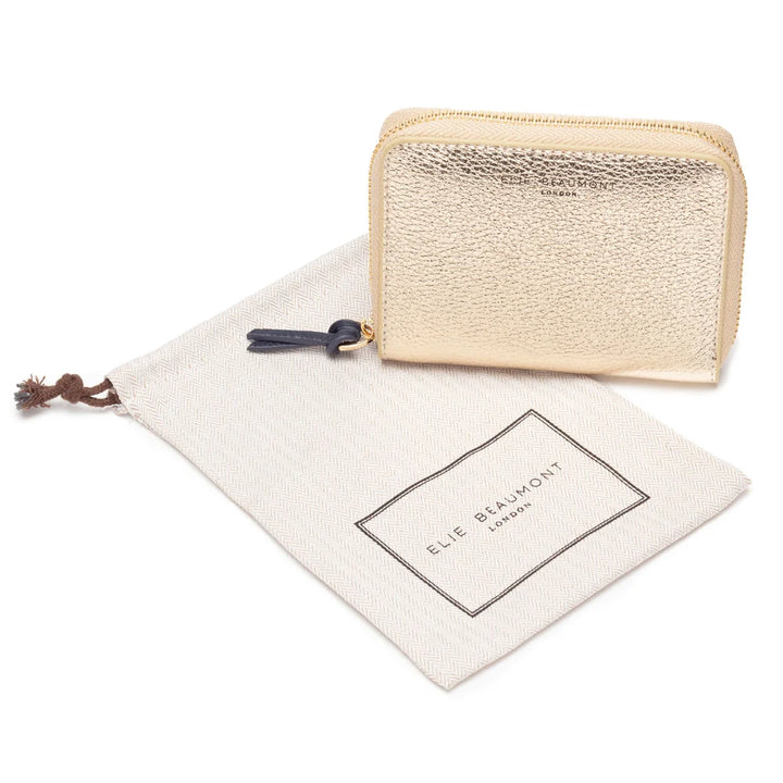 Elie Beaumont Zipper Purse | Gold/Navy Blue