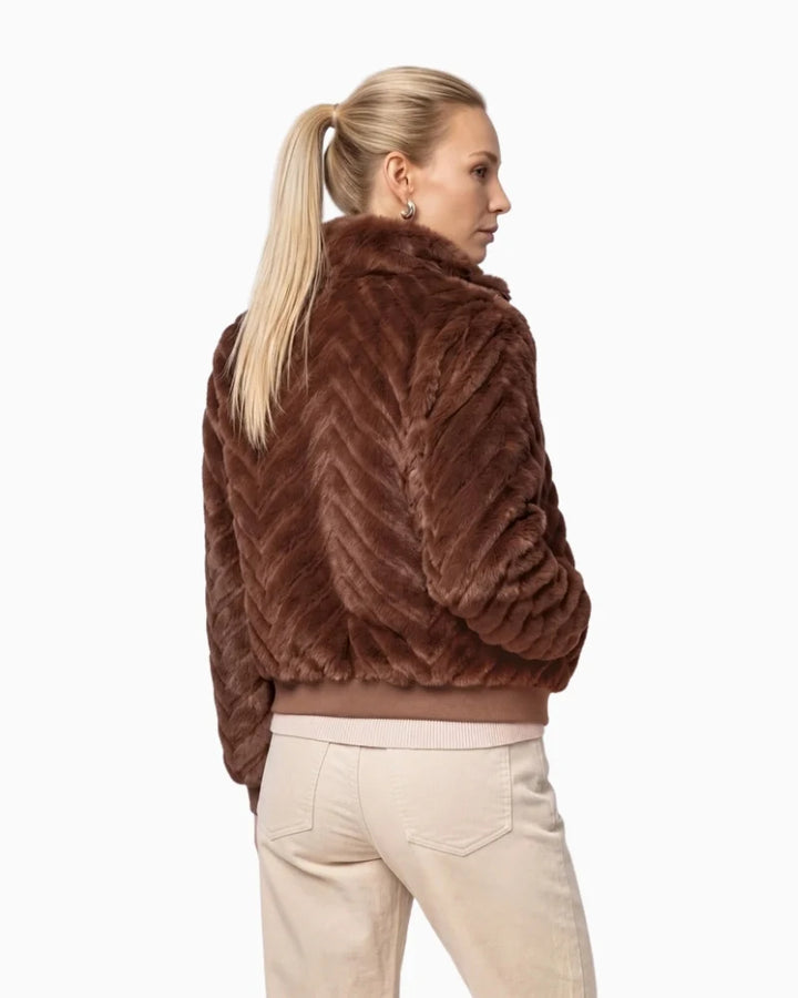 Monari Faux Fur Jacket | Dark Tiramisu