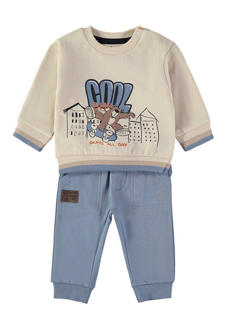 Babybol Baby Boy Cool Bear Skateboard Sweatshirt &amp; Joggers 2-Piece Set