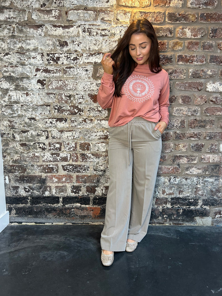 Costa Mani Emmaloose Pants Tan Stripe
