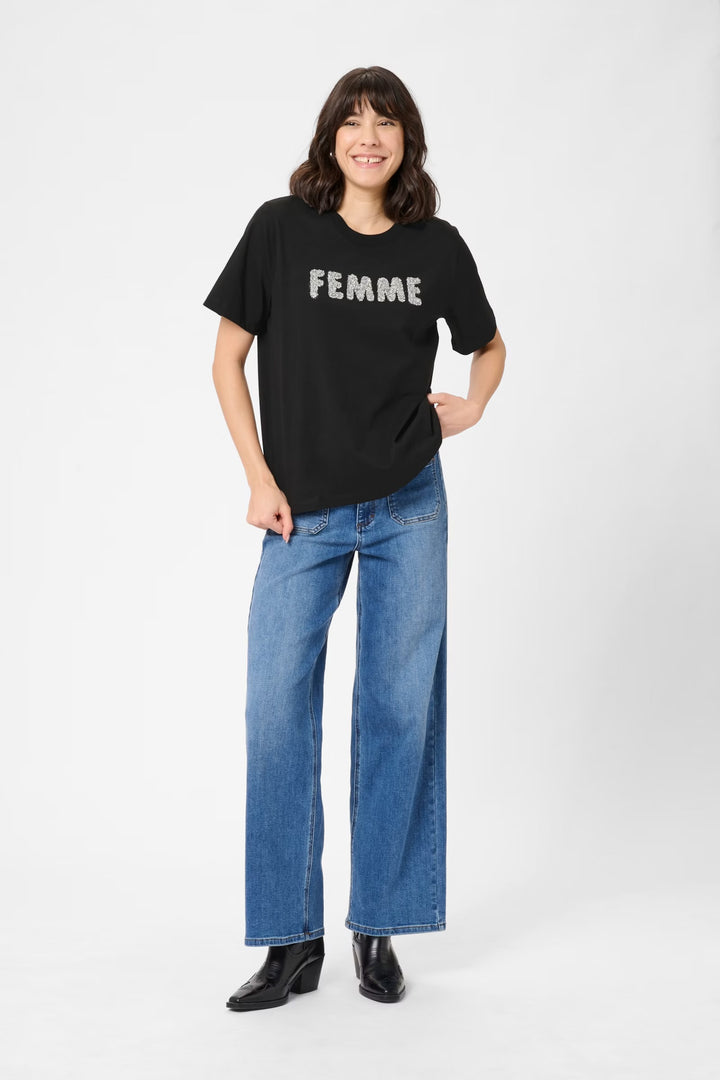 Kaffe Kaarina Deep Black T-Shirt