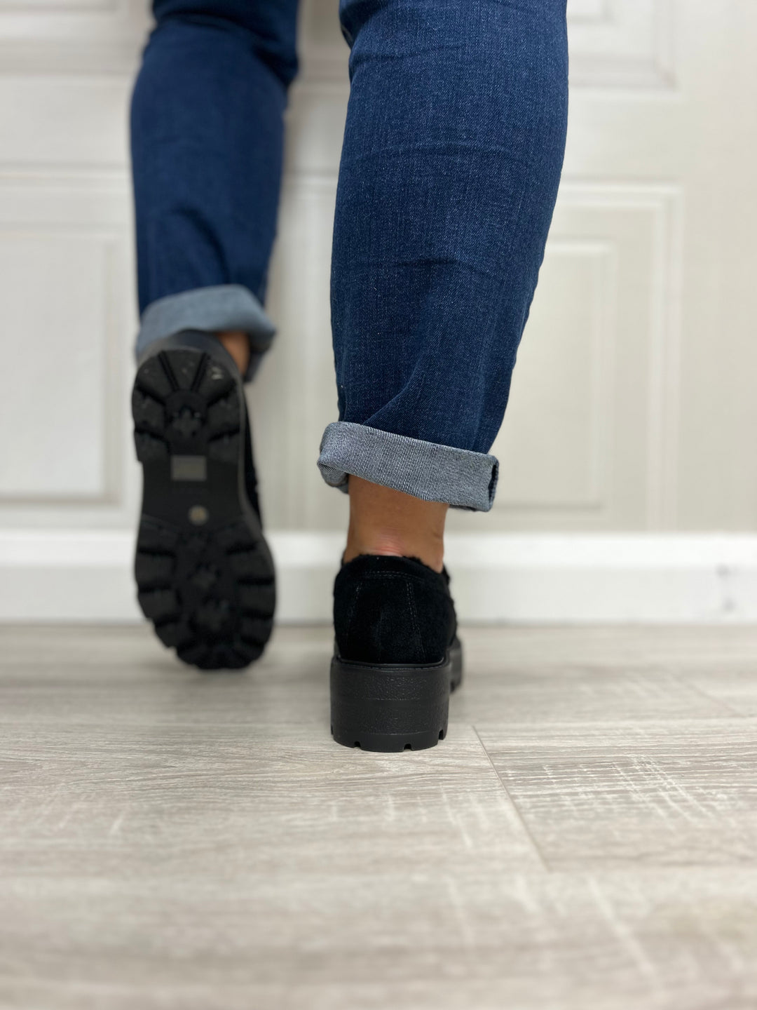 Guess Black Suede Fur Lined Loafer