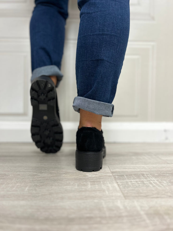Guess Black Suede Fur Lined Loafer