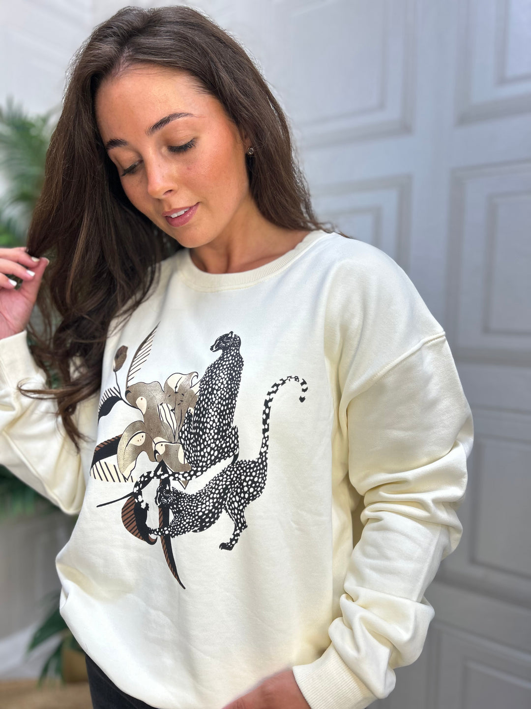 Pamela Crew Neck Sweatshirt Floral Print White