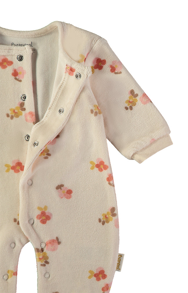 Babybol Baby Girl Velour Floral Sleepsuit