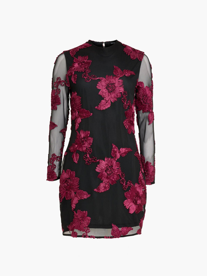 French Connection Lalitha Black Floral Applique Mini Dress