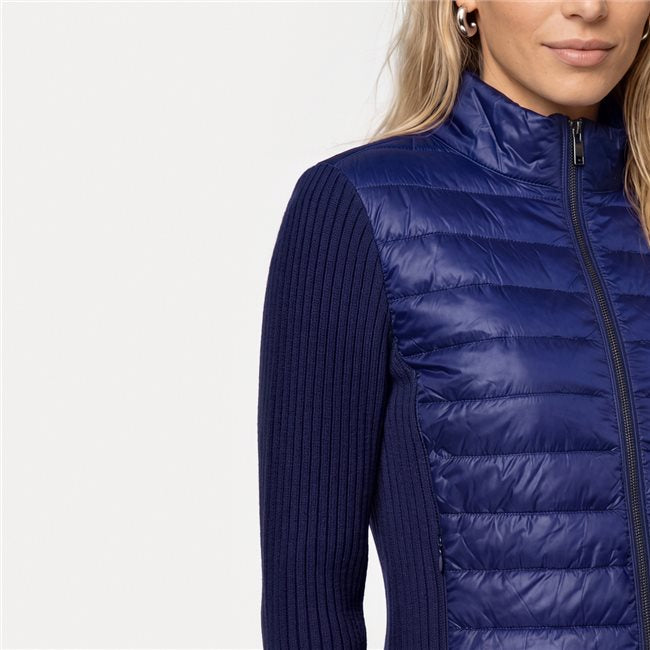 Monari Quilted Jacket With Knitted Sleeves | Studio Blue