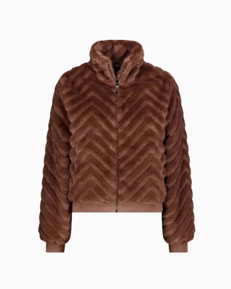 Monari Faux Fur Jacket | Dark Tiramisu