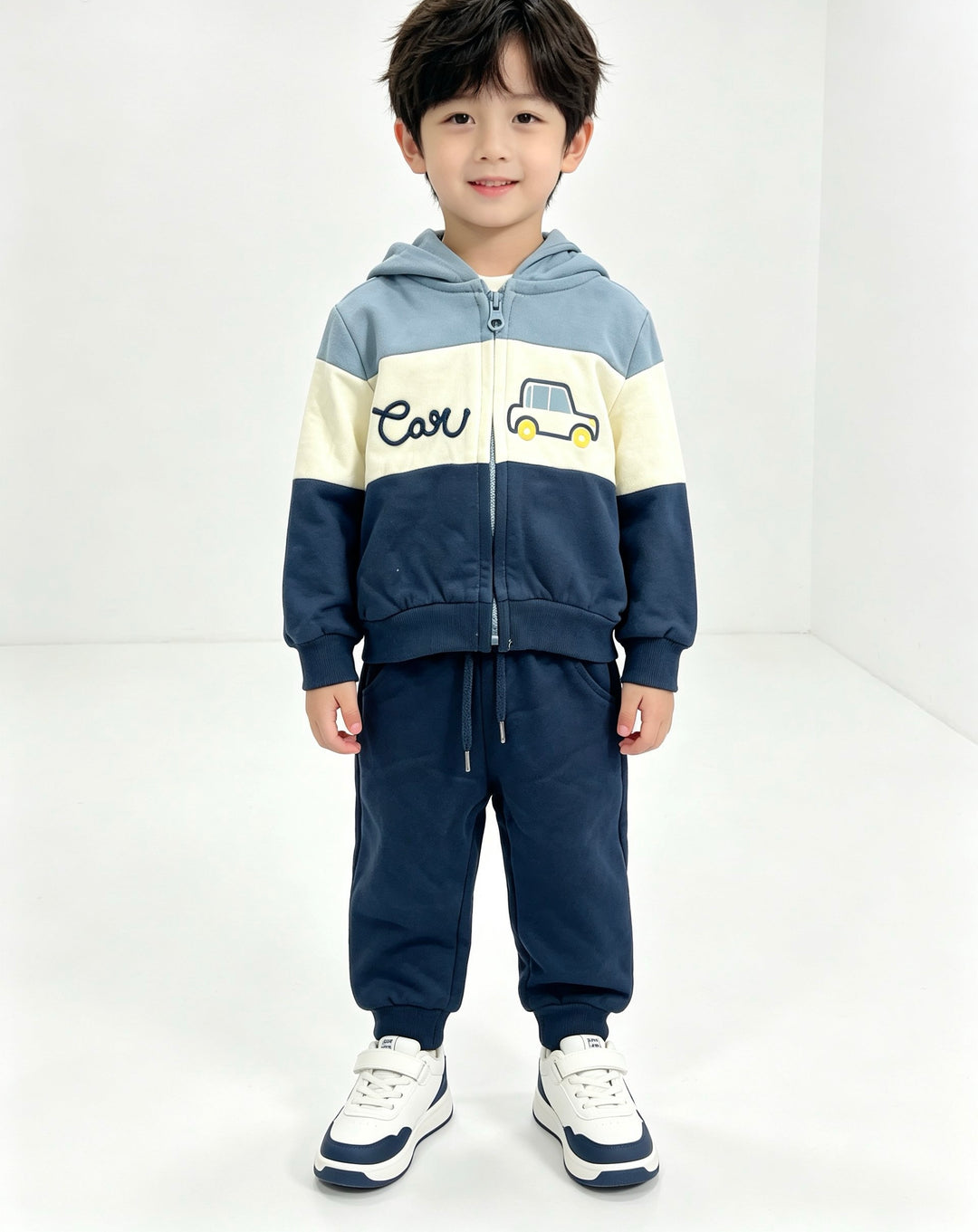 Street Monkey Boys Colour Block Car Hoodie And Jogger 2 Piece Set