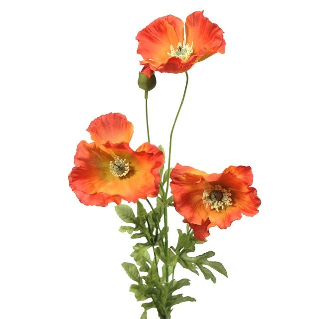 Artificial Orange Poppy Stem