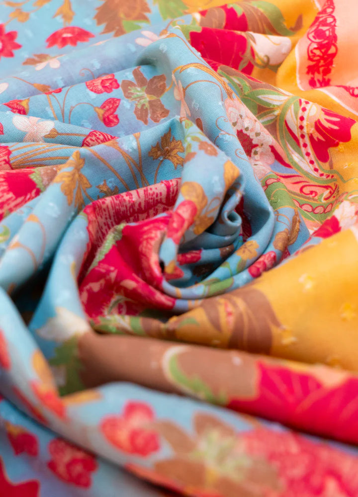 Powder Cotton Scarf | Paisley Poppies