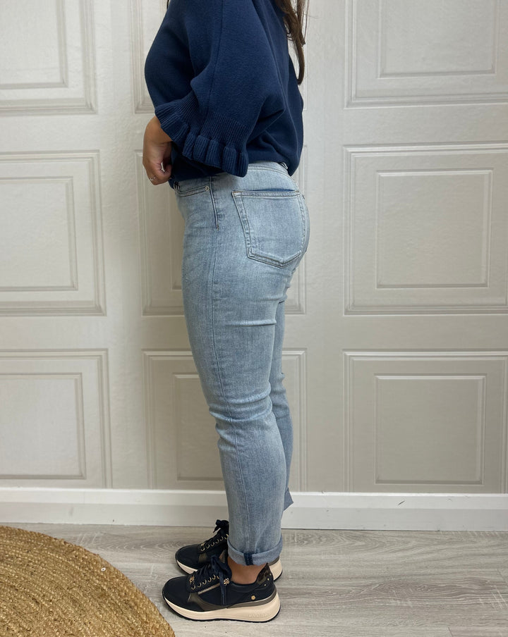 French Connection Stretch Cigarette Ankle Bleach Wash Denim