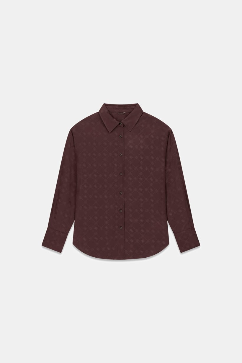 Guess Chocolate Viscose Logo Shirt