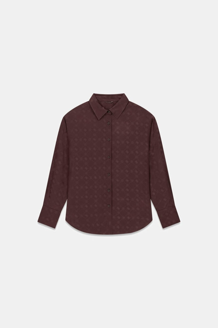 Guess Chocolate Viscose Logo Shirt
