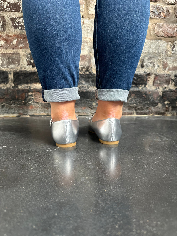Guess Kayra Leather Ballet Pump Silver