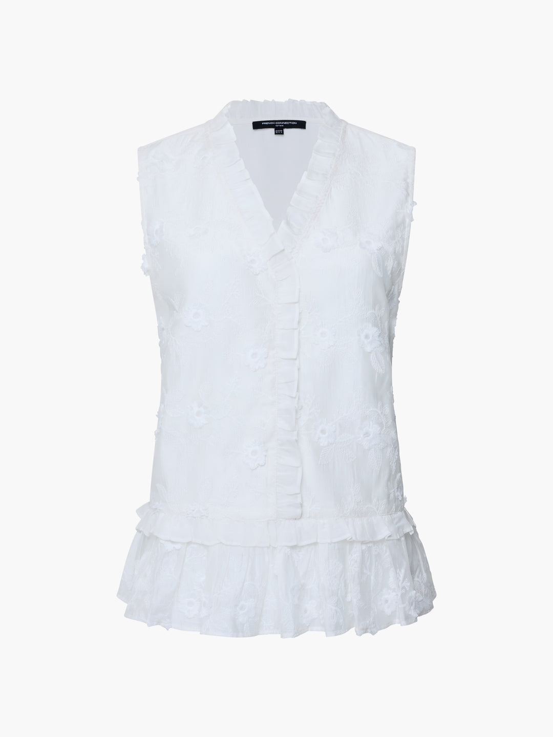French Connection Vani Peplum Top | Linen White