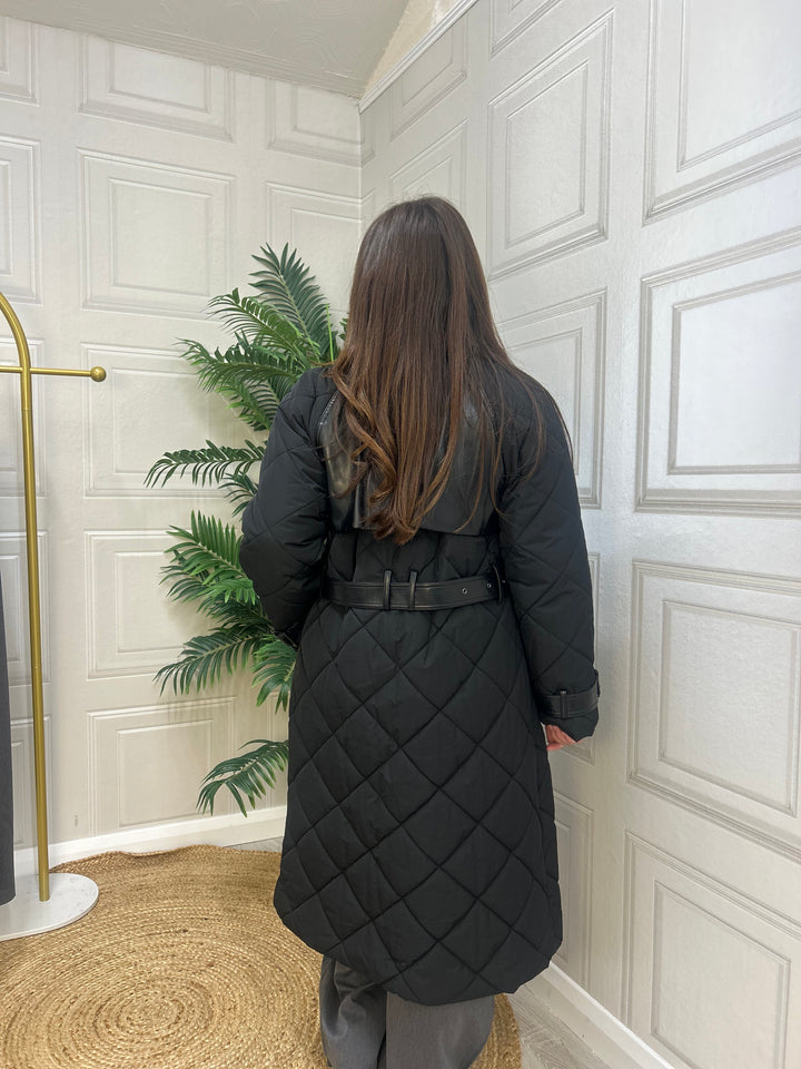 Guess Jet Black Long Black Coat