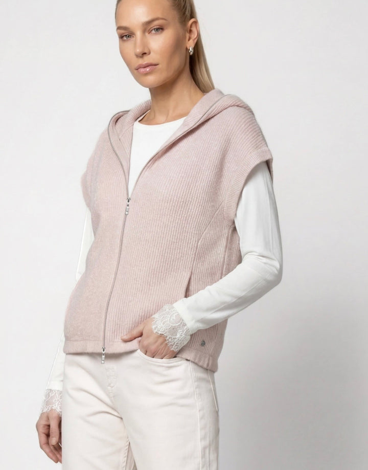 Monari Rosewater Knitted Zip Up Vest