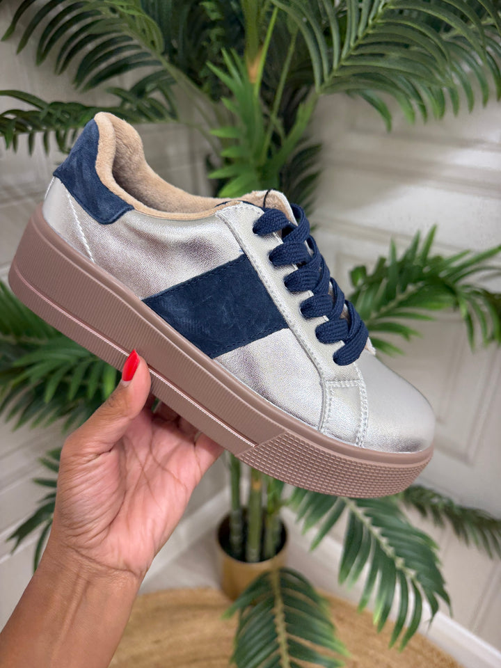 Patrizio Como Desio Aluminio Silver And Navy Runner