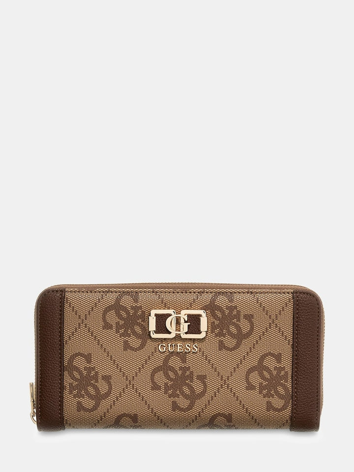 Guess Karnilla Latte Logo Large Zip Around Purse