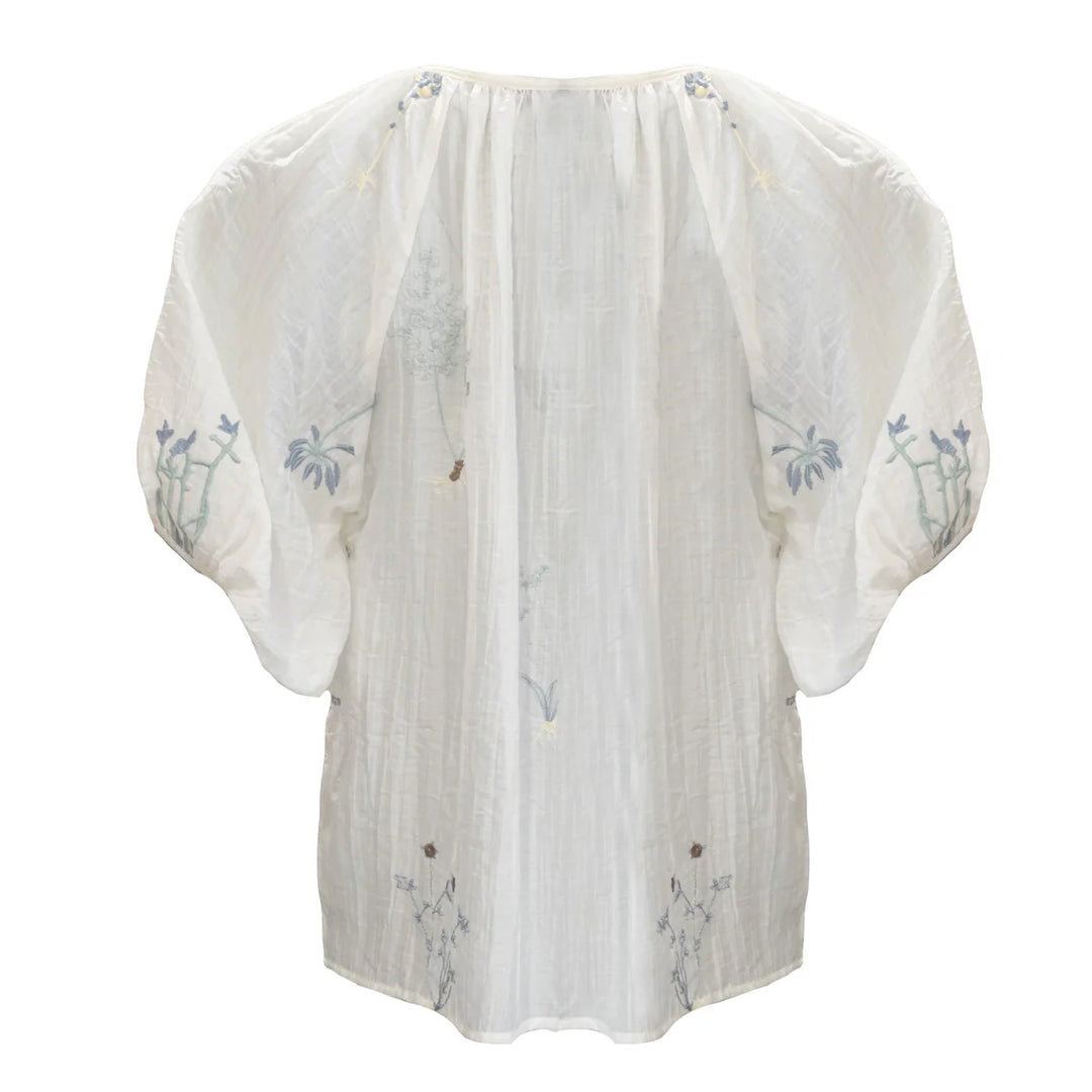 Costa Mani White Flower Louisa Blouse