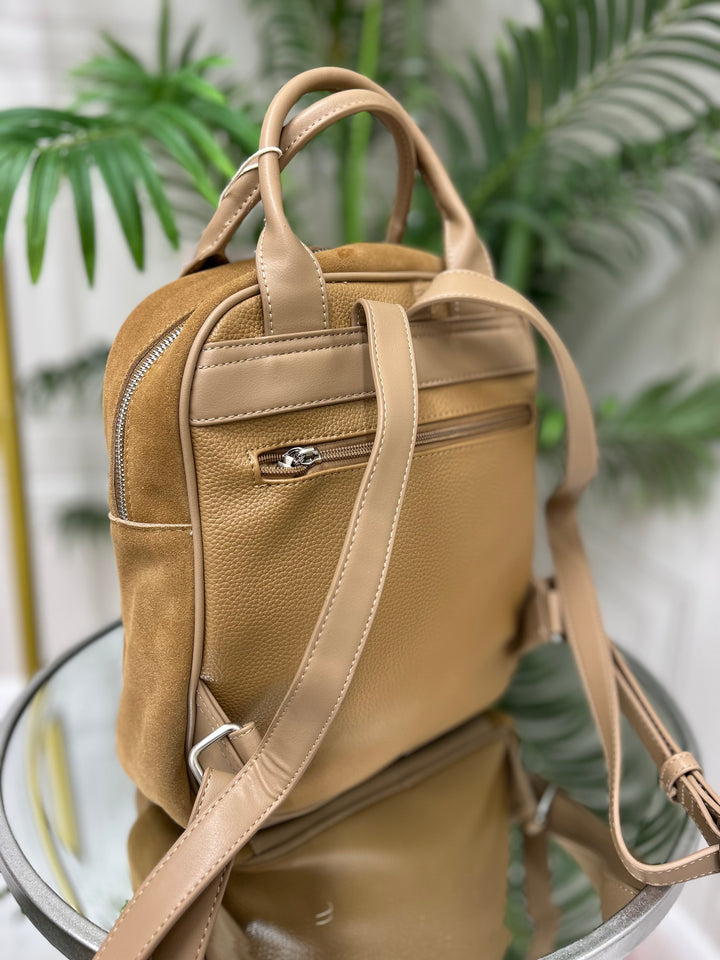 Carmela B. Serr. Camel Suede Backpack | 186206