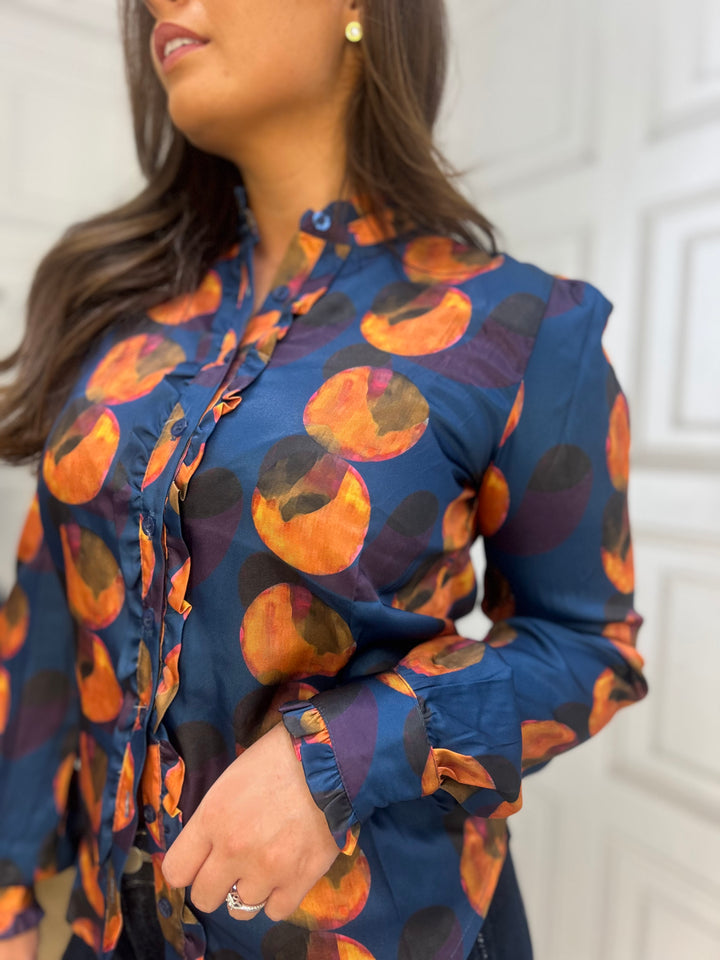 This Girl's Curiosity Elaine Blue & Orange Top