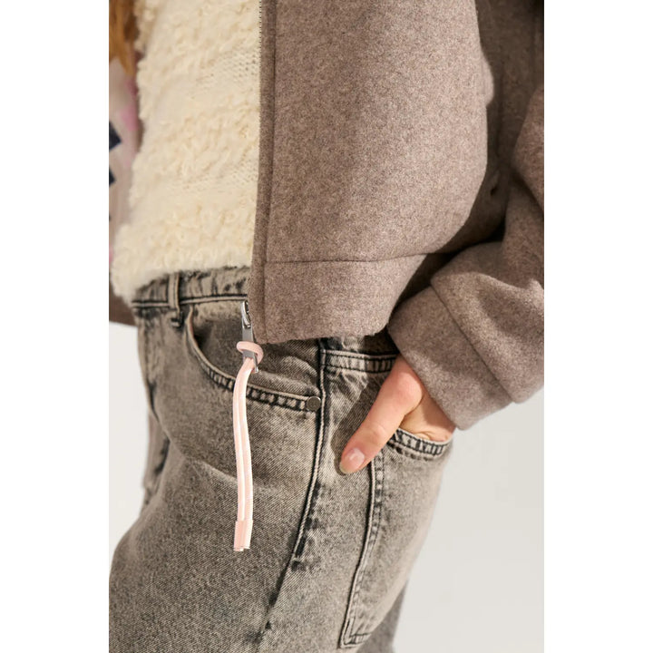 Numph Nukimla Zip Jacket | Deep Taupe Melange