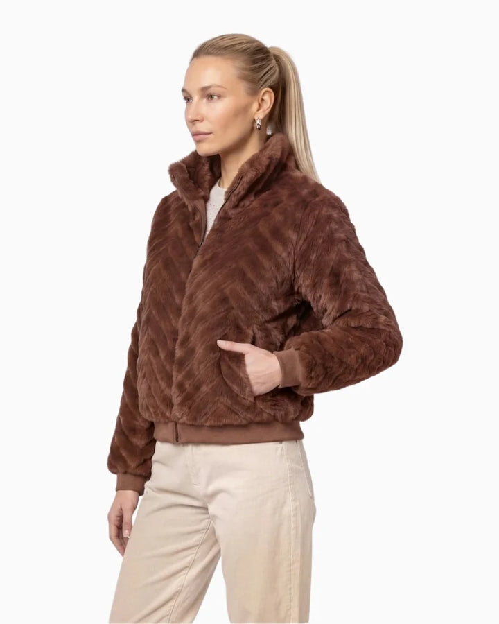Monari Faux Fur Jacket | Dark Tiramisu