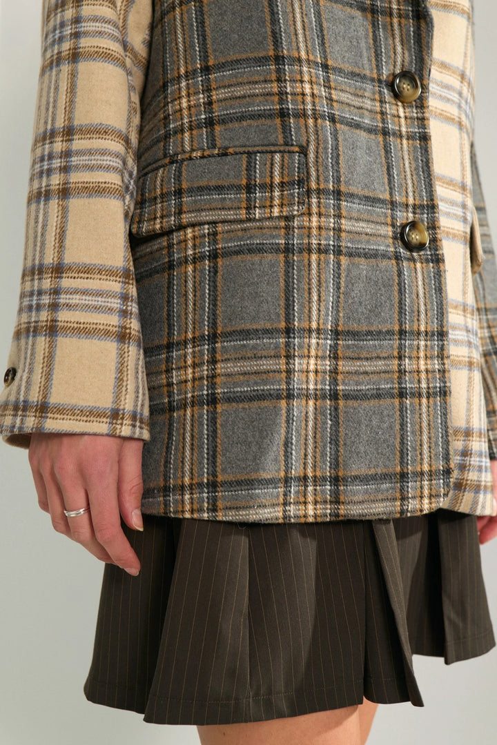 Numph Nuavey Check Blazer | Medium Grey Mel